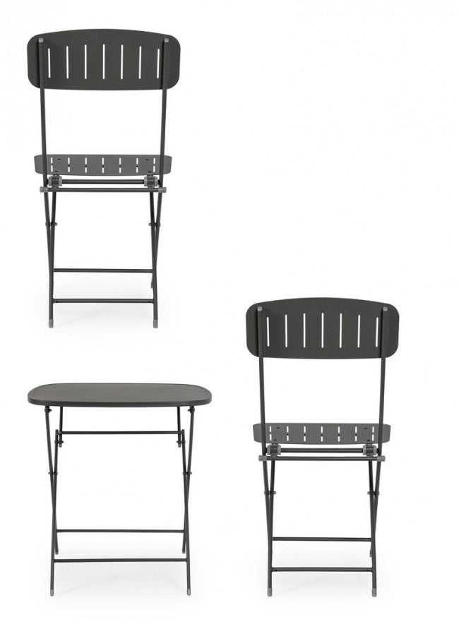 Set tavolo da terrazzo con sedie salvaspazio - YVONNE Colore: Antracite