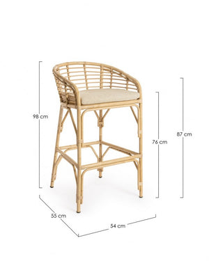 Sgabello Bar con Braccioli in alluminio effetto legno con cuscino - FLORISEL