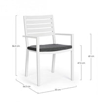 Sedia da giardino in alluminio con Braccioli e cuscino (4 Pezzi) - HELINA Colore: Bianco