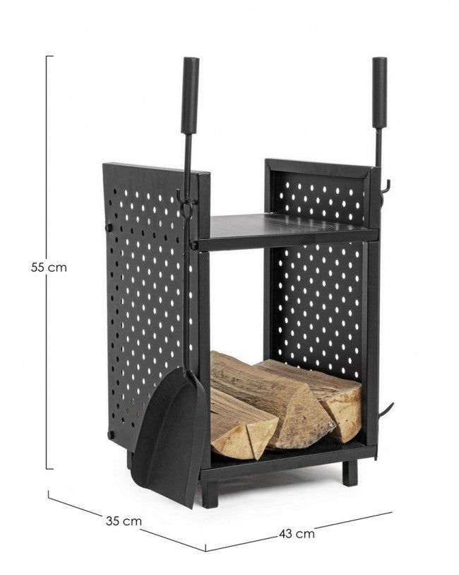 Porta Legna per barbecue con Accessori 43X35 - EFESTO