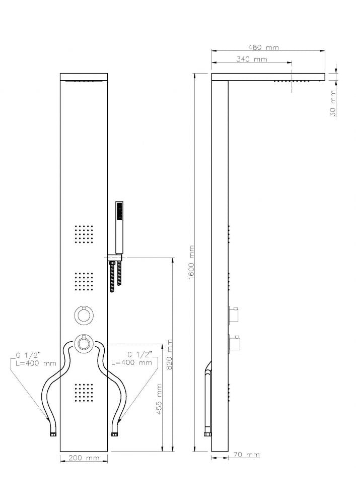 Colonna doccia multifunzione Metaform modello Manhattan - Acciaio Inox - Colonna doccia multifunzione MANHATTAN 