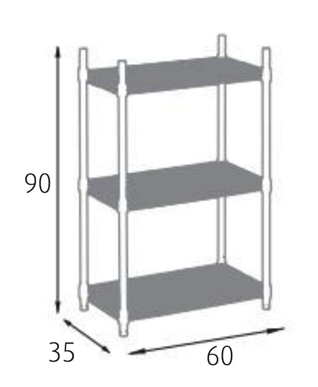 Scaffale in Acciaio Cromato 3 Ripiani 60x35x90 cm Fadi