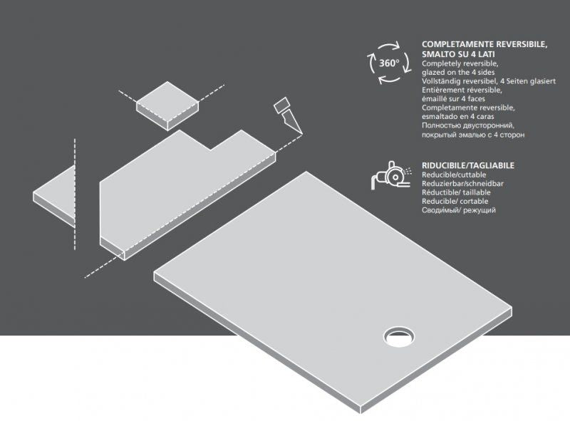 Piatto doccia in pietra SOLIDSTONE alto 2,8 cm - Verde Vietri RAL 5021 - Misura: 80x100 x 2,8h 