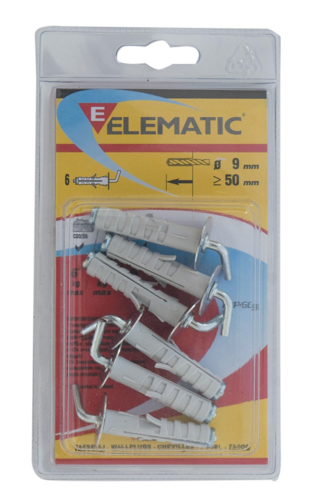 cf elematic blister tassello enp/gc 9 gancio corto 6 pz 12681