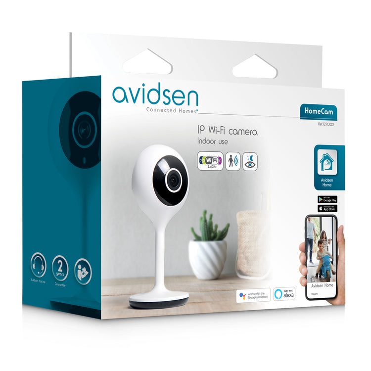 Avidsen Telecamera Wi-Fi interno fissa di Sicurezza con Rilevazione del Movimento, Visione Notturna 1080p e Audio Bidirezionale 127002