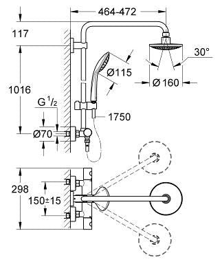 Colonna doccia con miscelatore termostatico esterno Euphoria Grohe