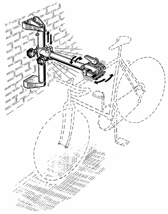 Supporto a parete per manutenzione, riparazione, rimessaggio biciclette