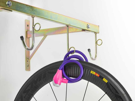 Porta biciclette a parete 4 posti smontabile Accessori: Con anelli per lucchetto antifurto, Posti: 4, Colore: Oro, Finitura: Zincato