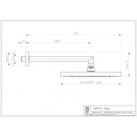 Soffione doccia quadrato Bossini CUBE 26x26 cm completo di braccio