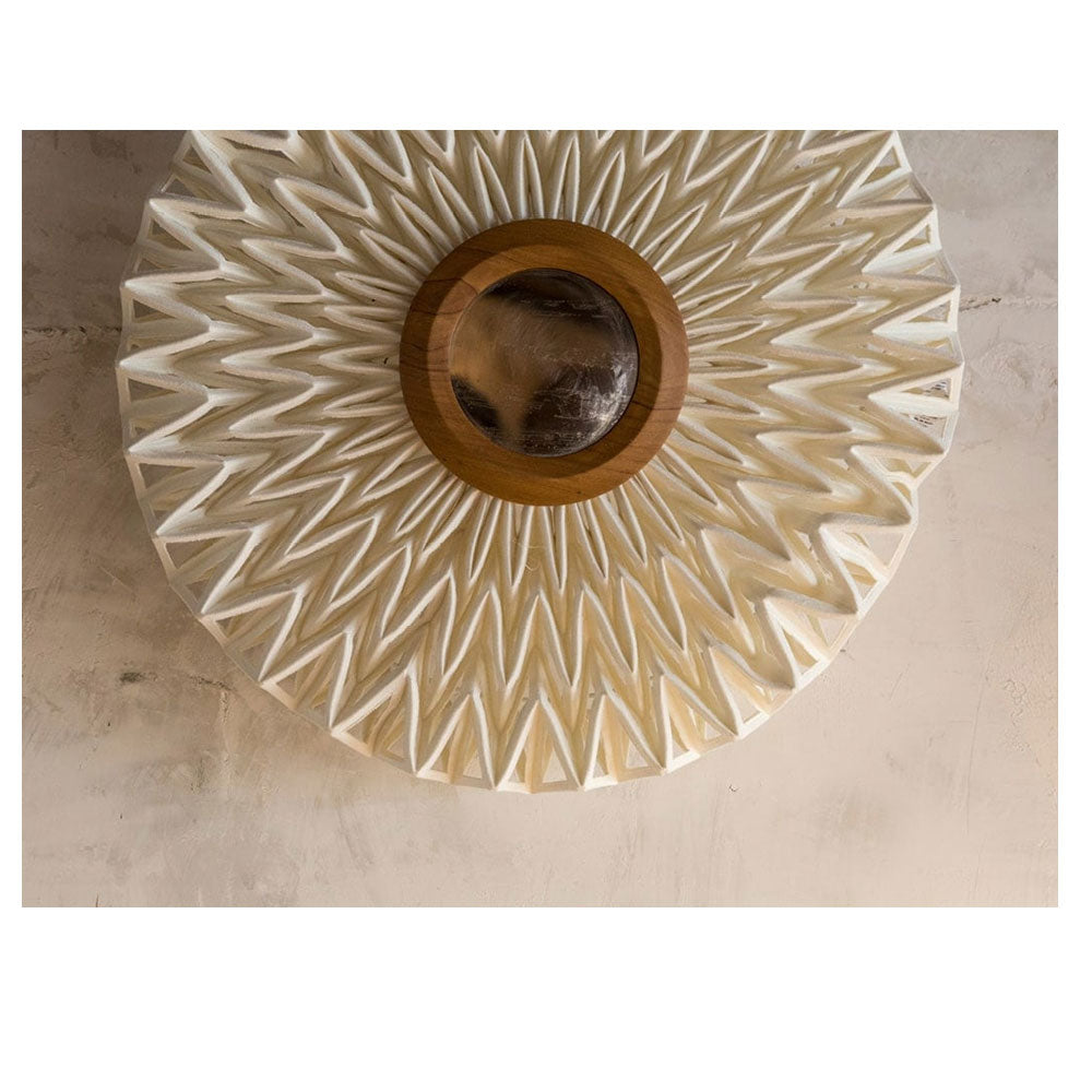 Specchio rotondo 'Diva Mirror' con cornice in Teak e rete metallica by Cipi - specchio Ã˜ 60 cm