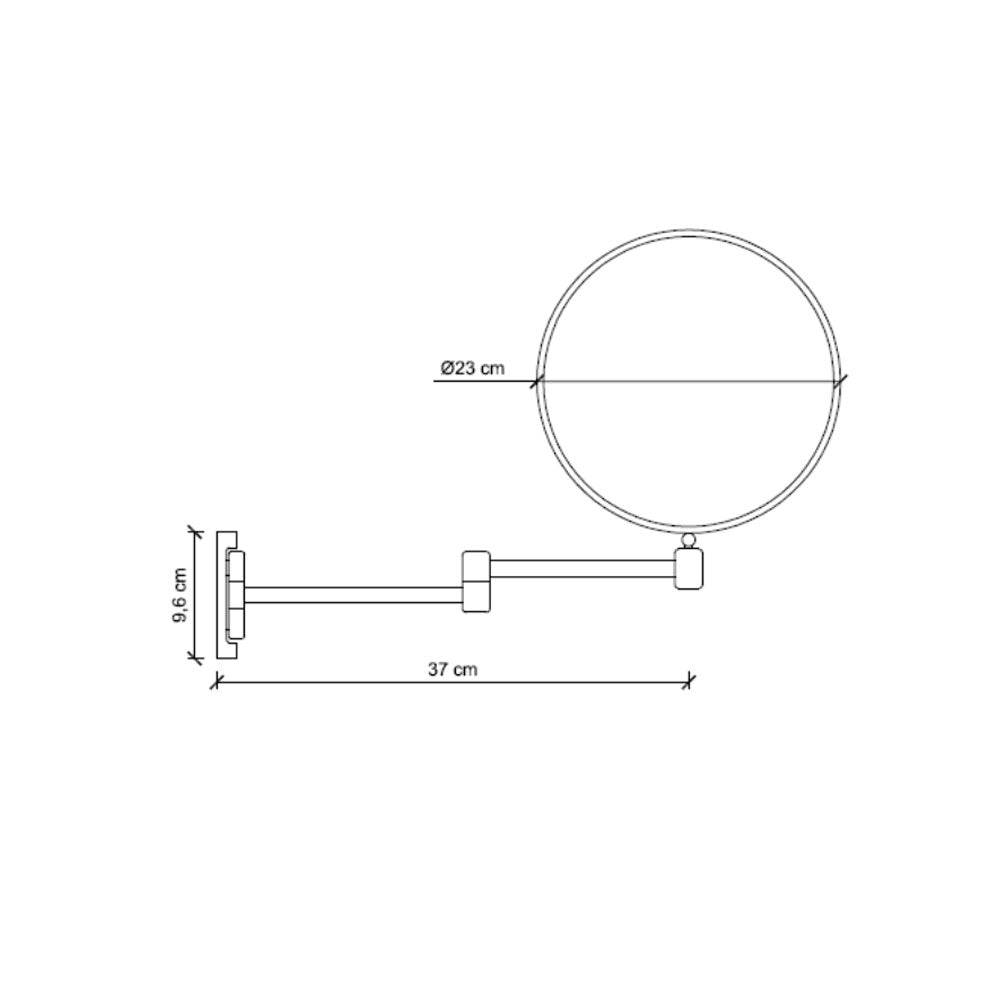 Specchio ingranditore a muro della collezione 'Doppiolo' con braccio doppio - cm Ã¸ 23x31 - Ingrandimento X3