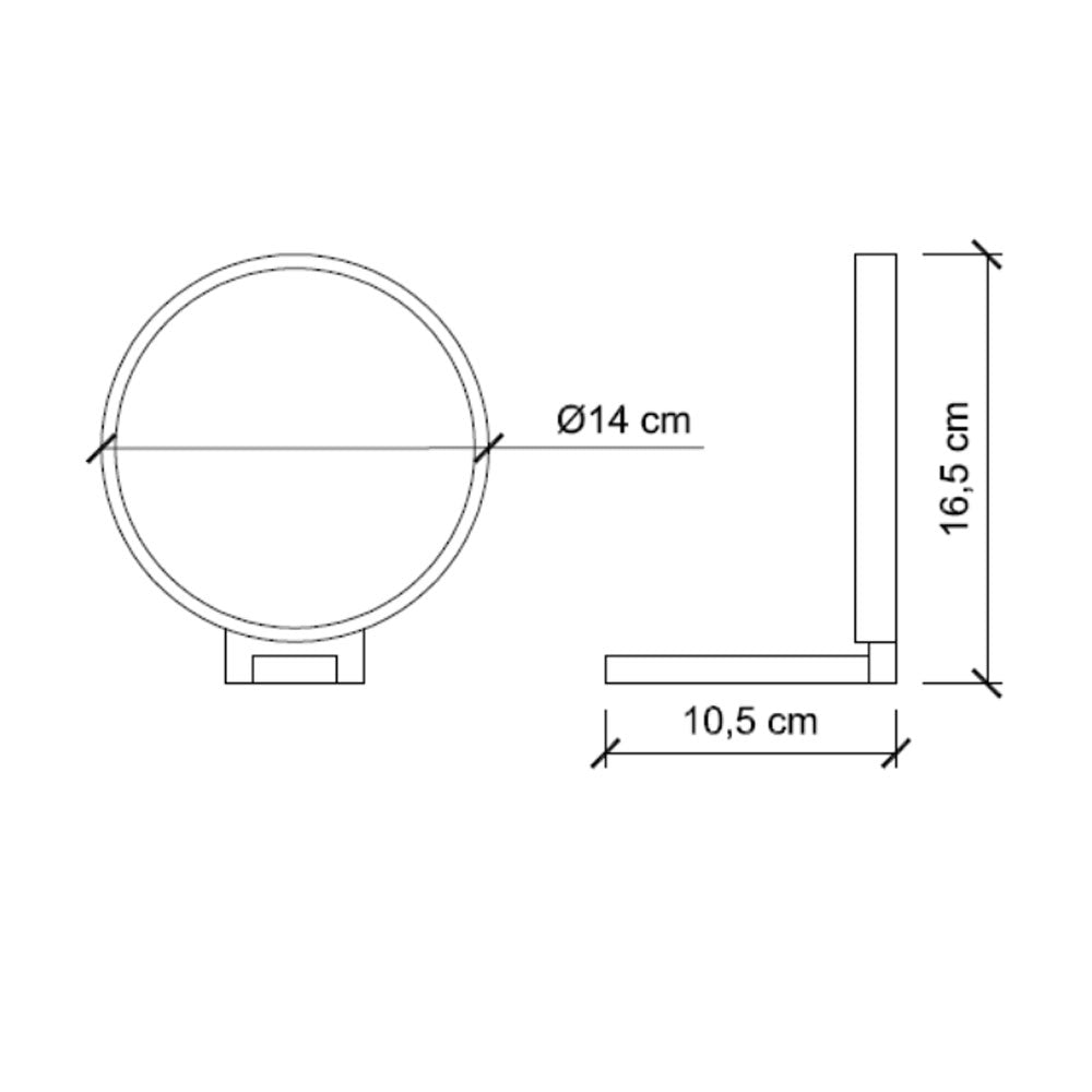 Specchio ingranditore con manico pieghevole linea 'Toeletta' bifacciale cm Ã¸ 14 - Ingrandimento X3 - Nero