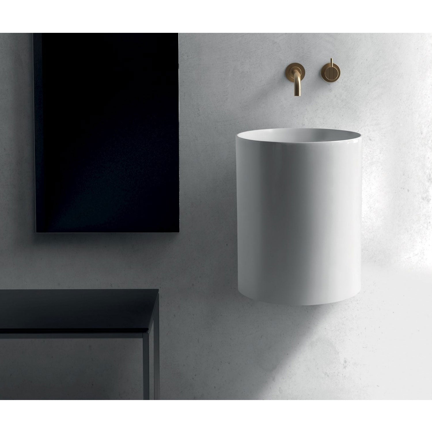 Lavandino da appoggio/sospeso cm Ã¸37x46h serie Core di Ceramica Galassia -  Bianco Matt