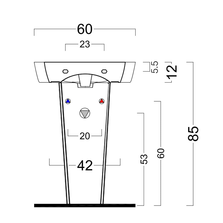 Colonna per lavabo modello F50 Small compatibile con lavabo E112LV601 cm 60x40 Domus Falerii