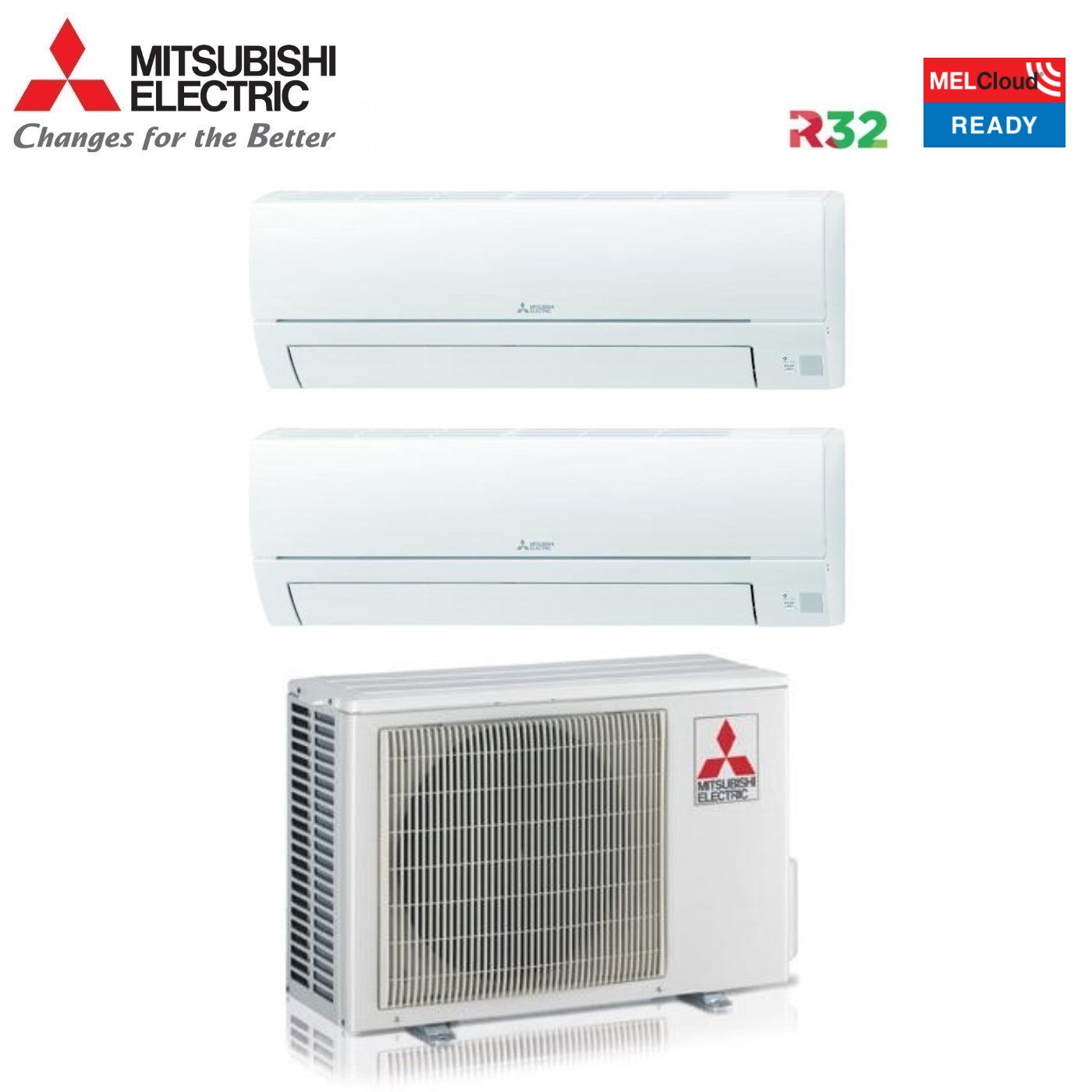 Climatizzatore Condizionatore Mitsubishi Electric Dual Split Inverter serie SMART MSZ-HR 12+12 con MXZ-2HA50VF R-32 Wi-Fi Optional 12000+12000