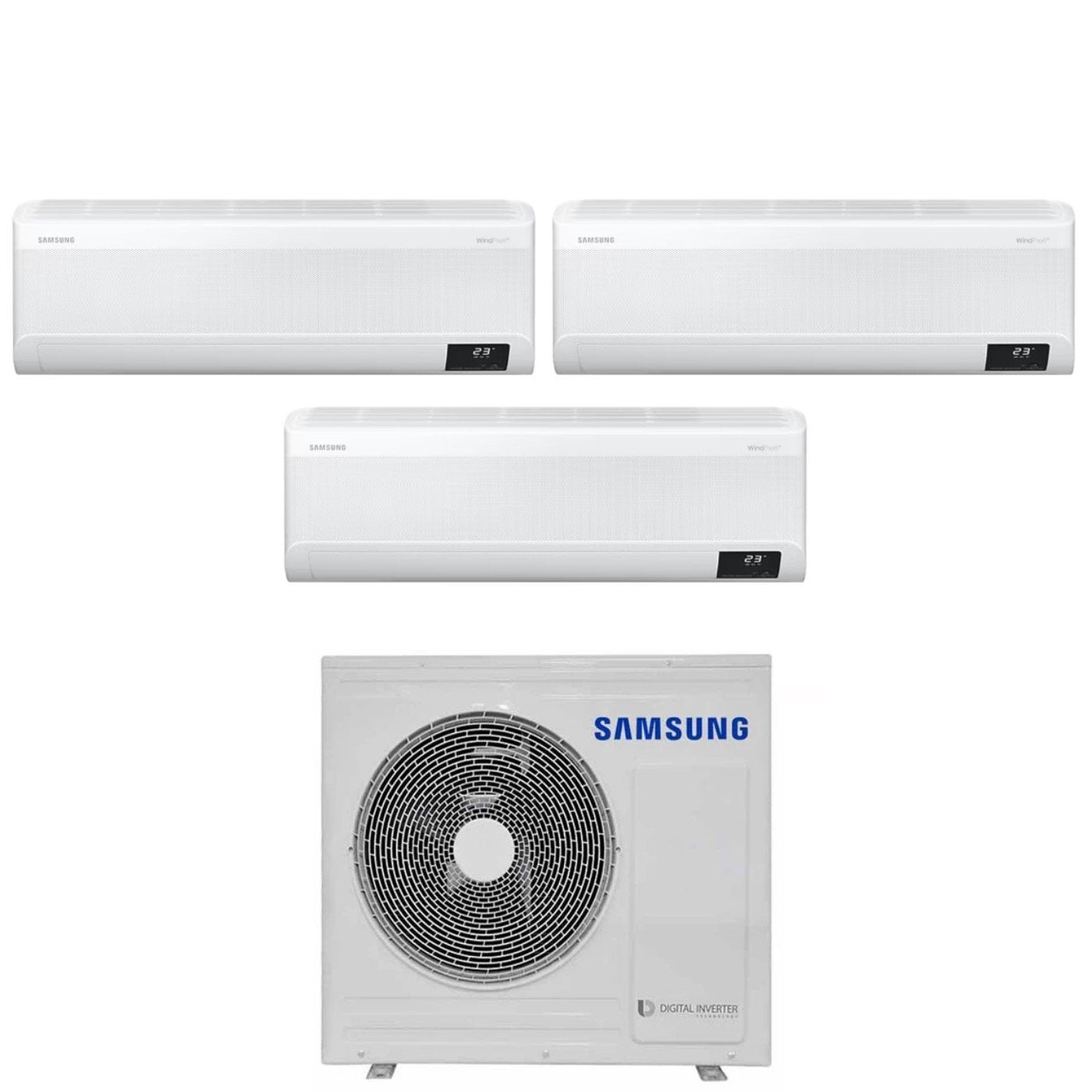 Climatizzatore Condizionatore Samsung Trial Split Inverter serie WINDFREE ELITE 12+12+12 con AJ068TXJ3KG/EU R-32 Wi-Fi integrato 12000+12000+12000