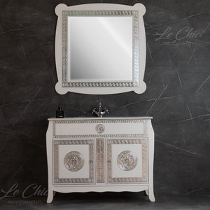 Mobile bagno barocco bianco e argento - 90x46