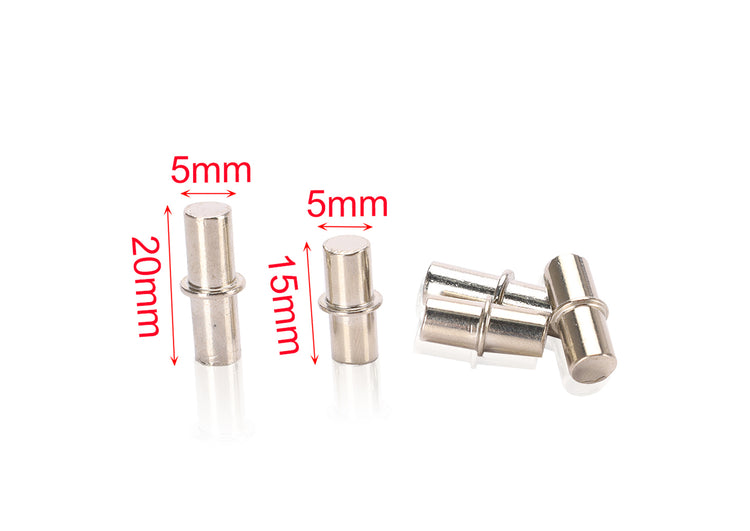 12pcs Supporti per Mensole e Ripiani in Acciaio &Oslash;5mm x 15mm e 20mm