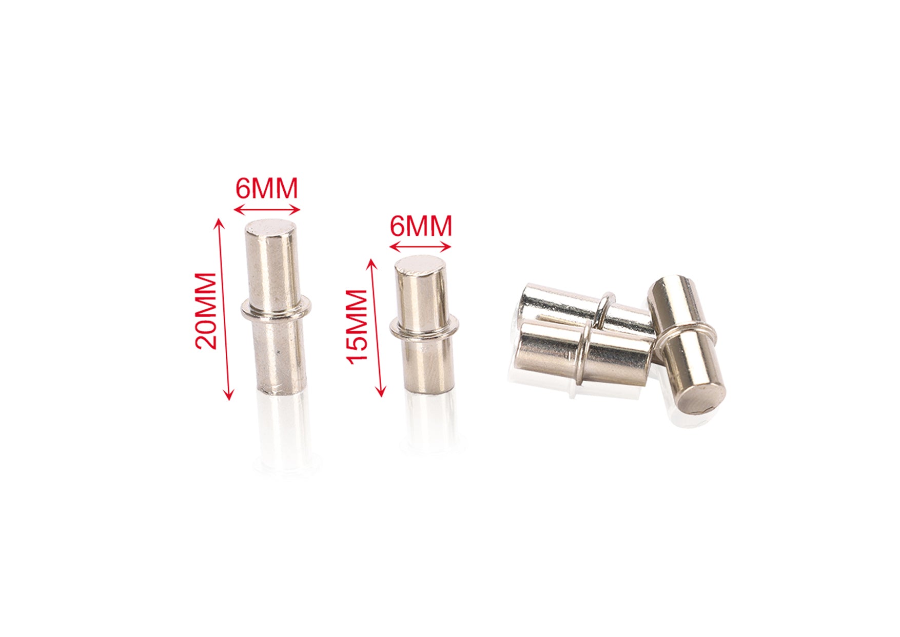 12pcs Supporti per Mensole e Ripiani in Acciaio &Oslash;6mm x 15mm e 20mm