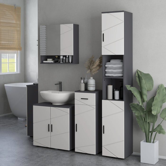 Mobile a Colonna per Bagno 30x30x183 cm in Truciolato Grigio