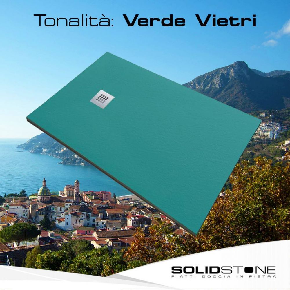 Piatto doccia in pietra SOLIDSTONE alto 2,8 cm - Verde Vietri RAL 5021 - Misura: 80x100 x 2,8h 