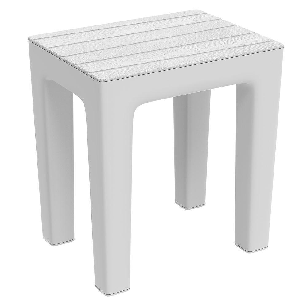 Sgabello bagno woody multiuso effetto legno l38xp29xh41,5cm bianco in pp