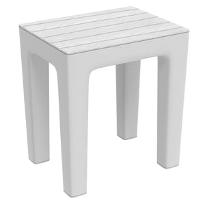 Sgabello bagno woody multiuso effetto legno l38xp29xh41,5cm bianco in pp