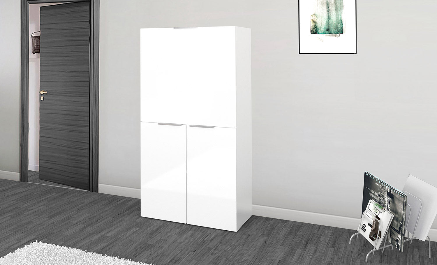 Mobile Scrivania a Scomparsa  70x35x140 cm Dalia Bianco Lucido