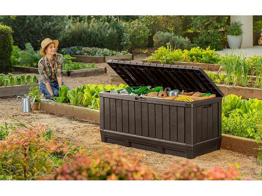 baule porta attrezzi da giardino kentwood cm. 128x53,6x59 h col. marrone vit51586