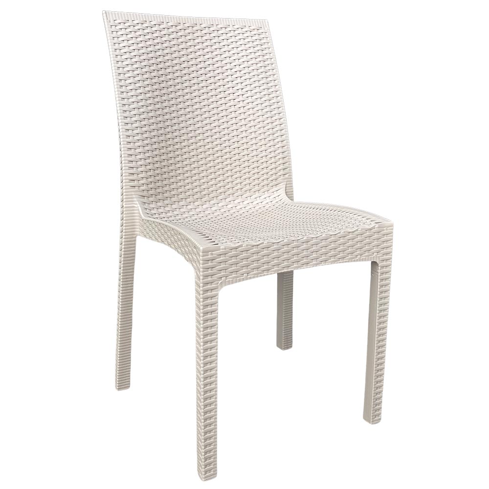 Sedia plastica  effetto rattan unico monoblocco colore beige 