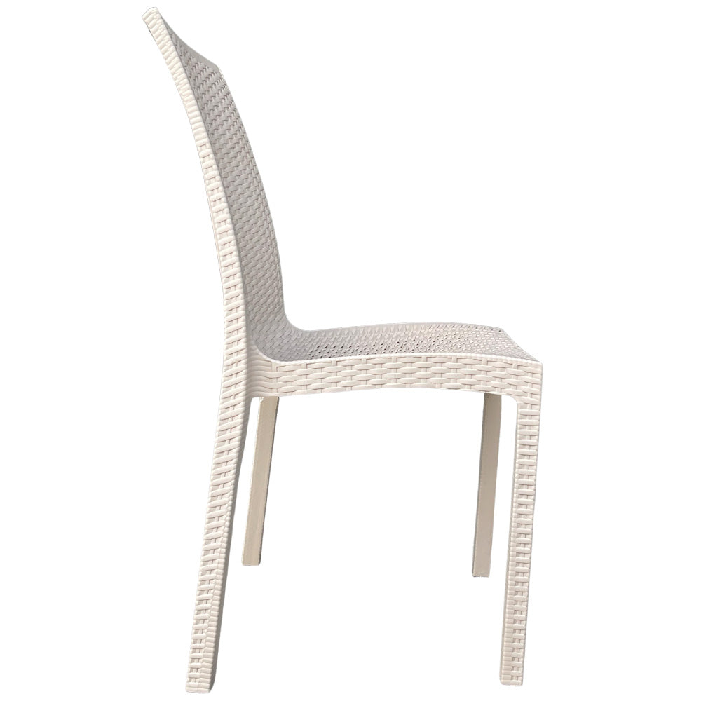 Sedia plastica  effetto rattan unico monoblocco colore beige 