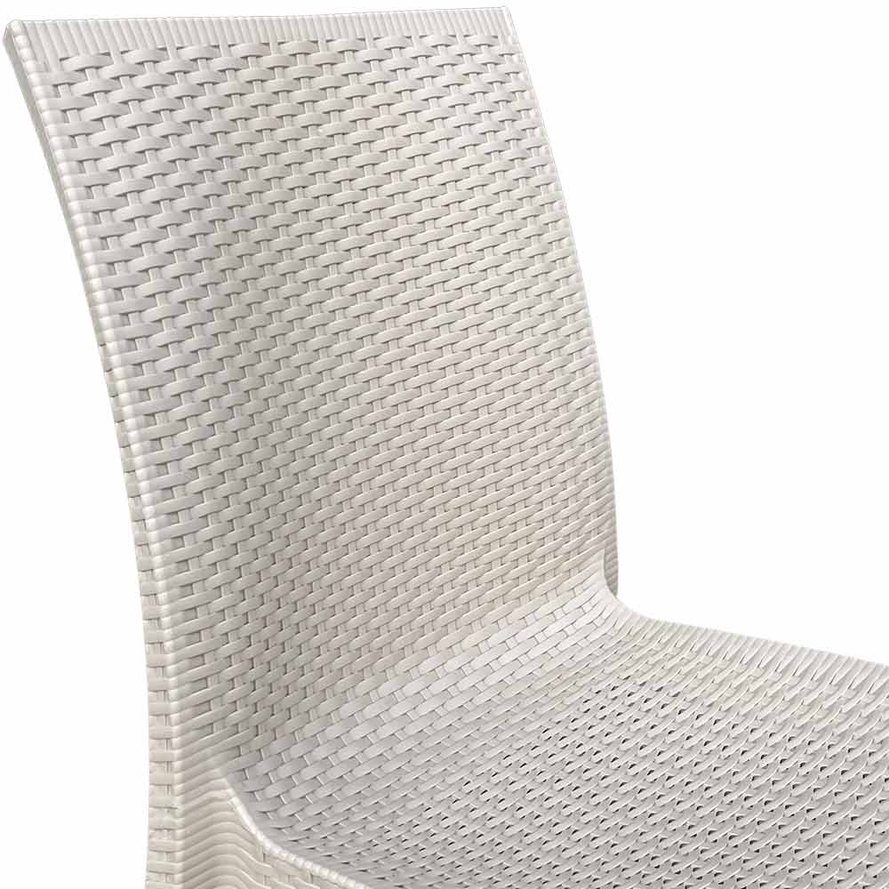 Sedia plastica  effetto rattan unico monoblocco colore beige 