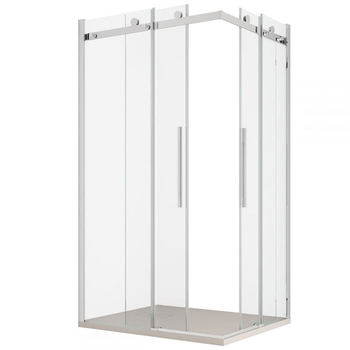 Box Doccia Angolare in Cristallo 8 MM Anticalcare Frameless Apertura Scorrevole - Misura: 80 x 100 x h200