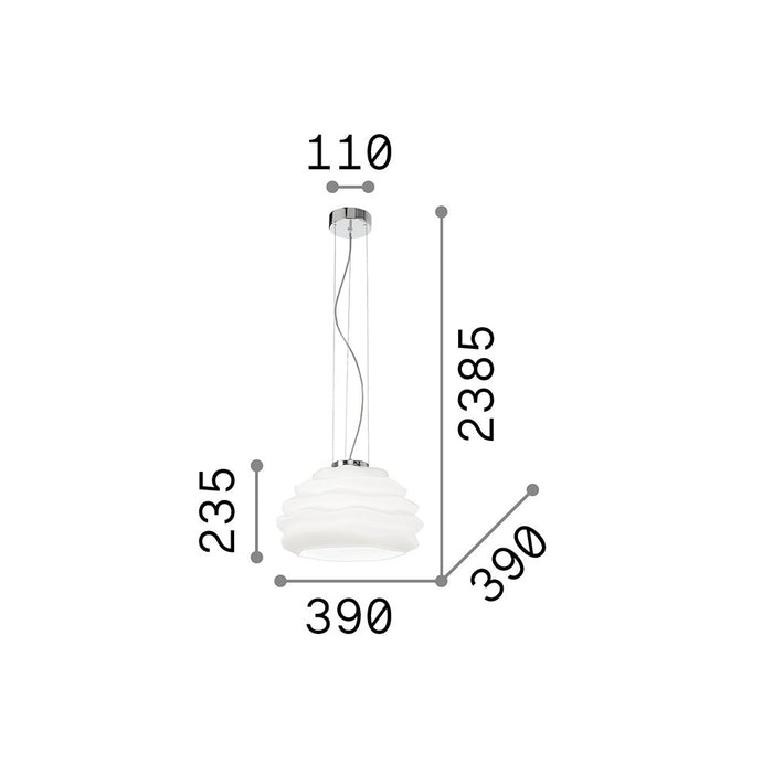 Sospensione Contemporanea Karma Vetro Bianco 1 Luce E27 Small