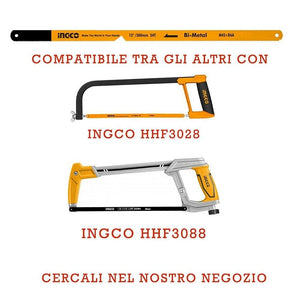 Ingco HSBB12246 LAMA PER SEGHETTO A MANO PER FERRO BI-METAL 300 mm 24T Sega Manuale