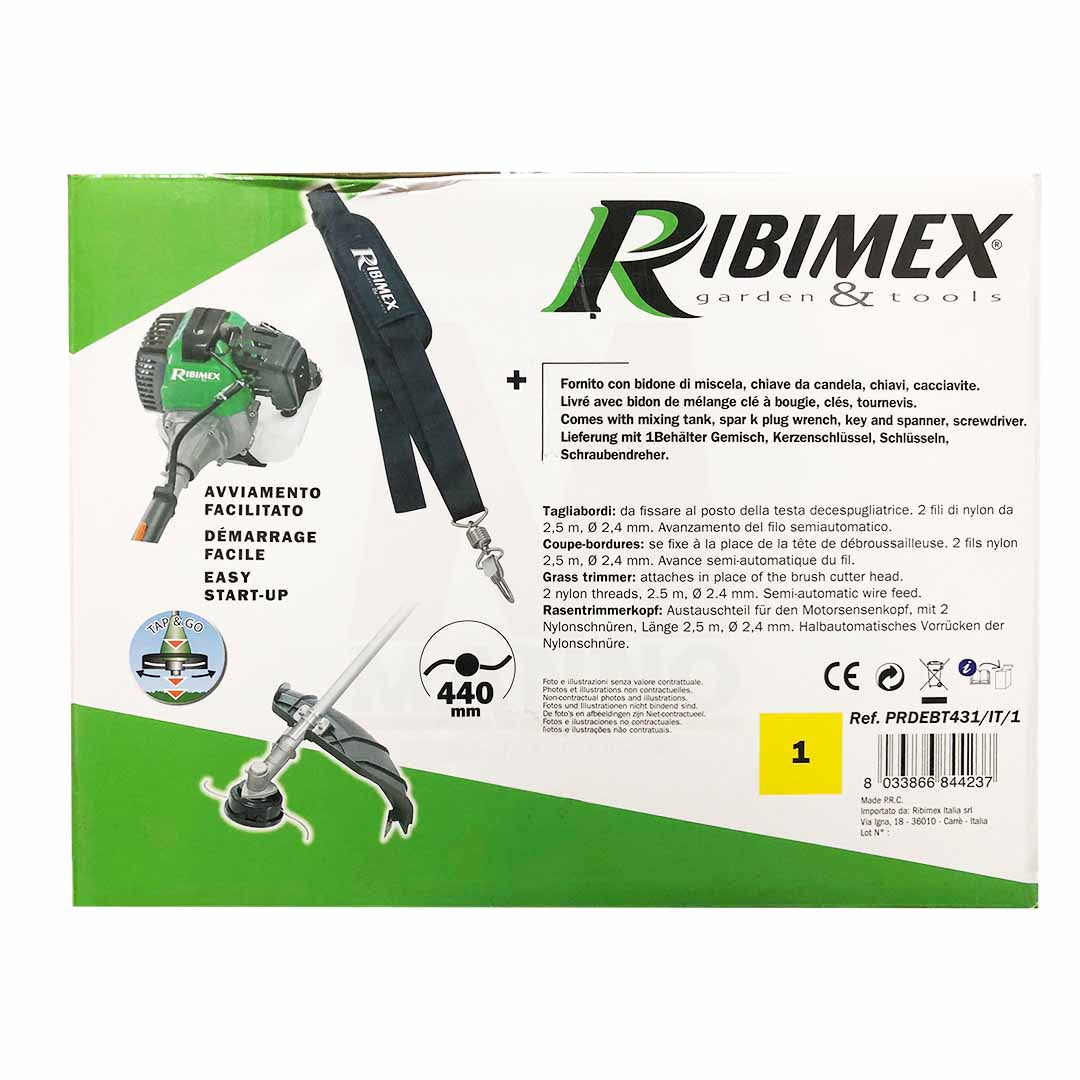 Decespugliatore a scoppio motore 2 tempi 43 CC - Ribimex PRDEBT431/IT