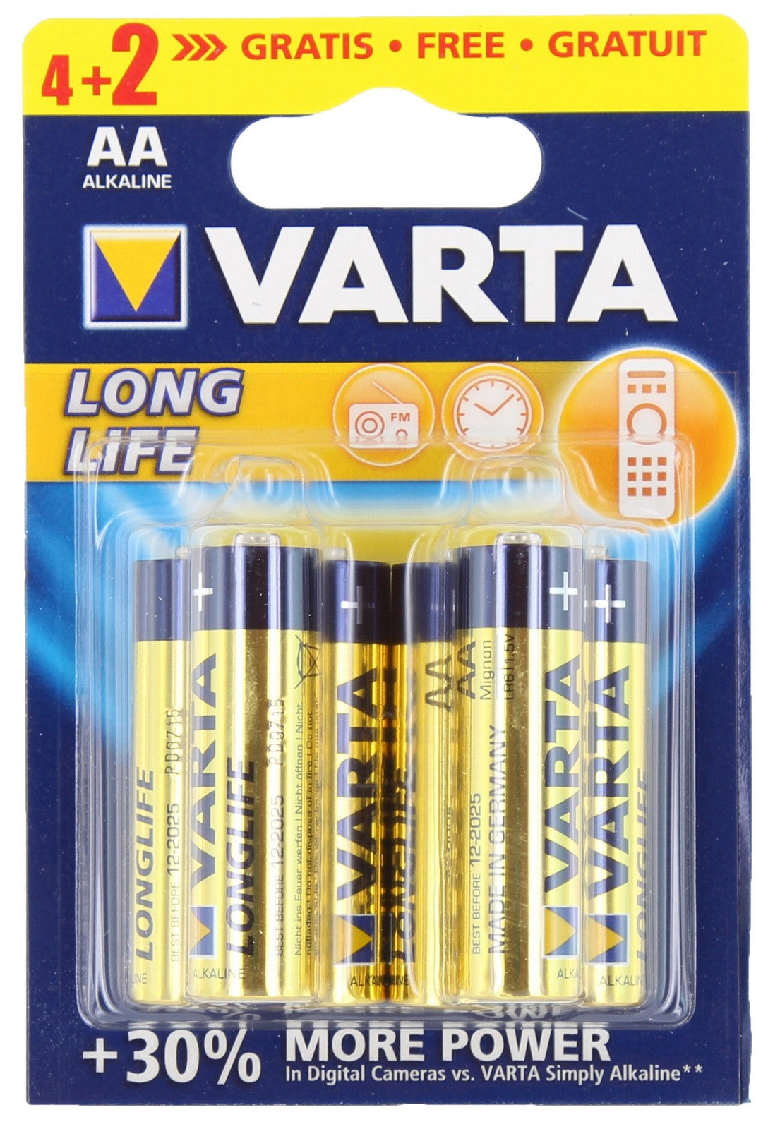 10blister varta longlife alcaline aa stilo blister da 6 pz. 13298