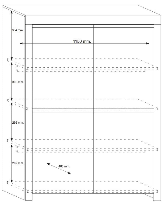 Mobile Alto 4 Porte e 4 Ripiani 118,5x50x140cm TFT  Amber Bianco Lucido