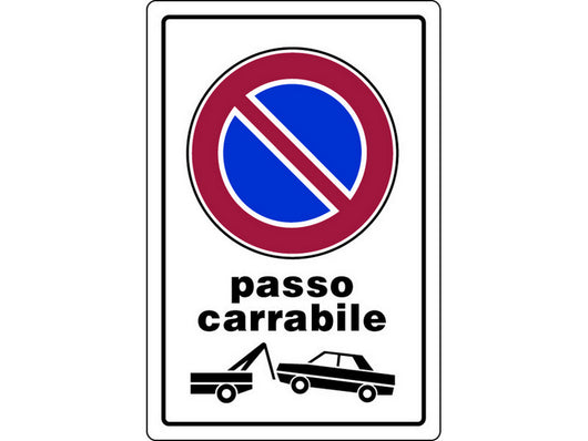 10pz cartello segnaletico passo carrabile cm. 20x30 vit7773