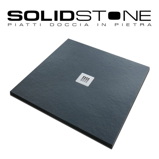 Piatto doccia in pietra SOLIDSTONE alto 2,8 cm - Antracite Grafite nero RAL 7016 - Misura: 80x80 x 2,8h