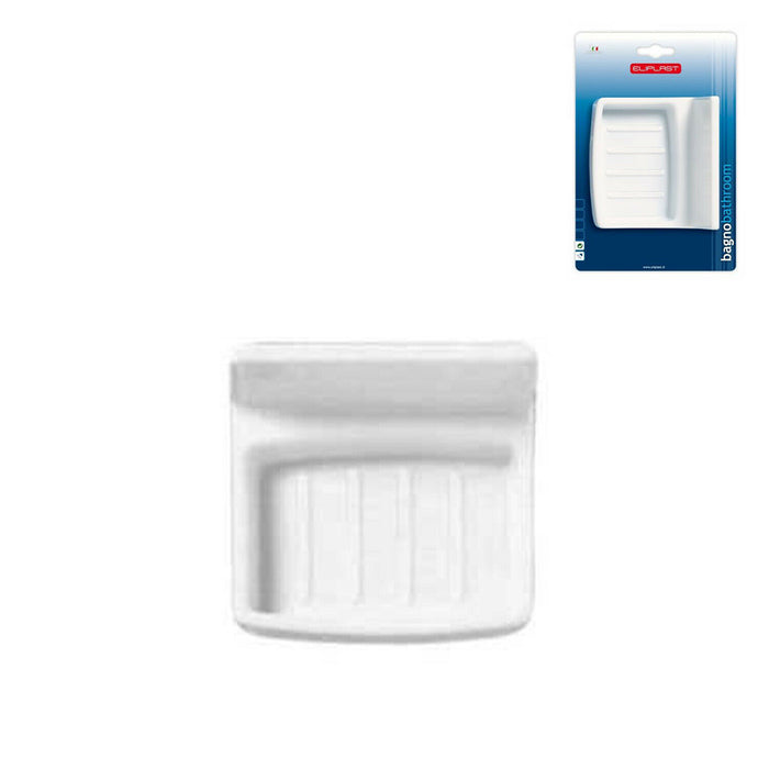 Porta saponetta sapone rettangolare bianco plastica 12x11x6 cm bagno Eliplast