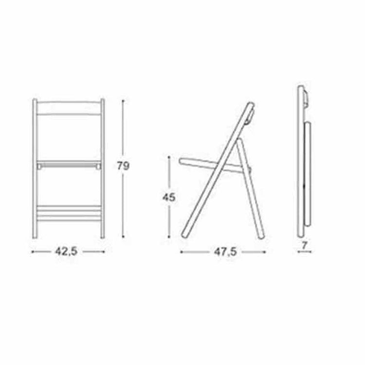 Sedia in legno grigio richiudibile salvaspazio 