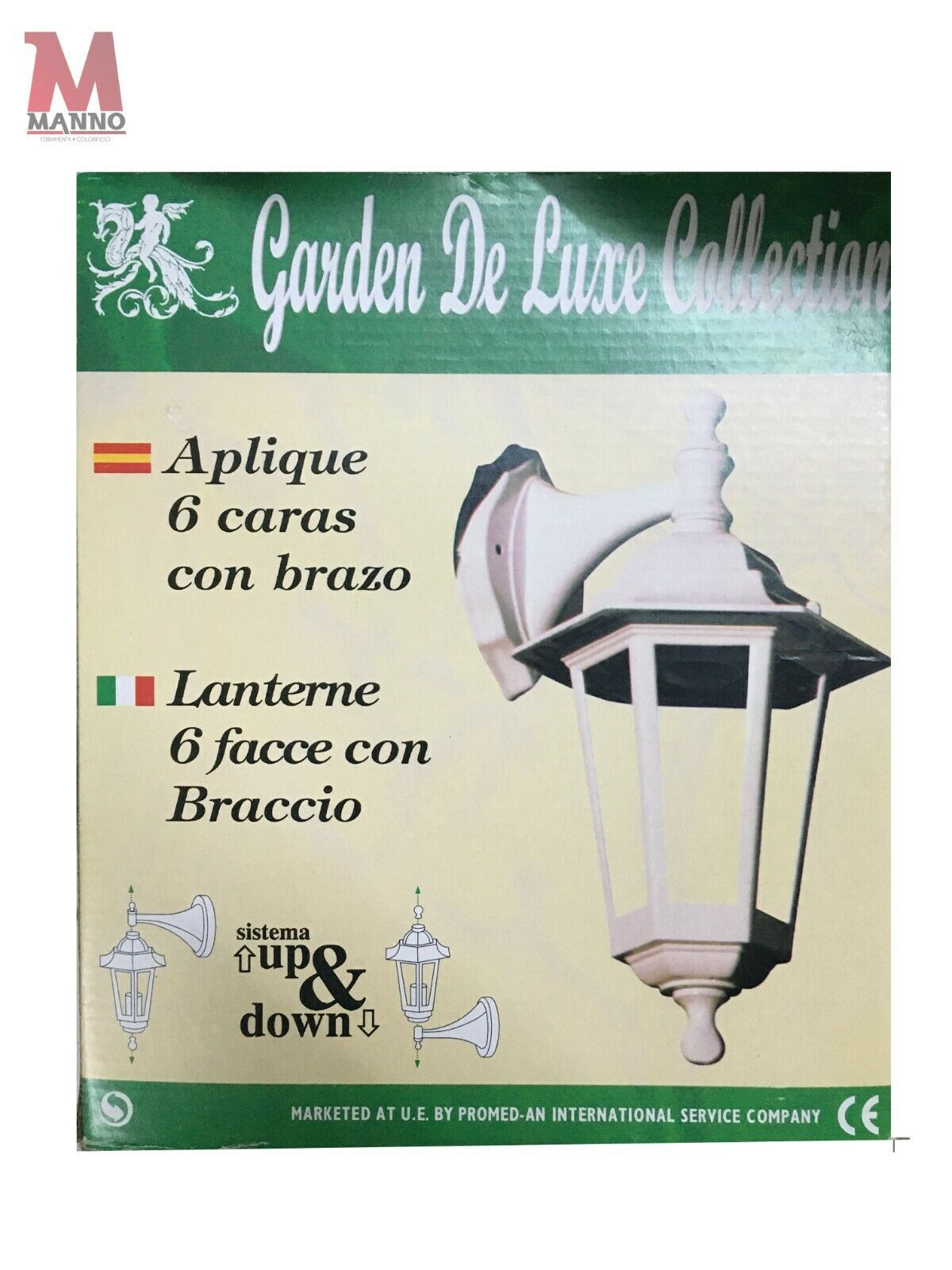 LANTERNA DA GIARDINO 6 FACCE applique Nero Attacco E27 Alluminio in ghisa NY sty