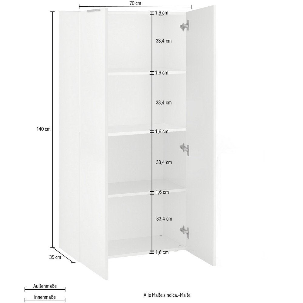 Libreria 2 ante 70x35x140cm - POSEIDON