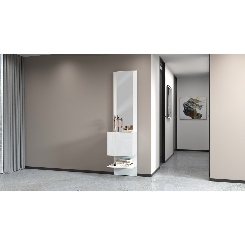 Mobile ingresso con Scarpiera e specchio 45x35x191cm - PHOENIX