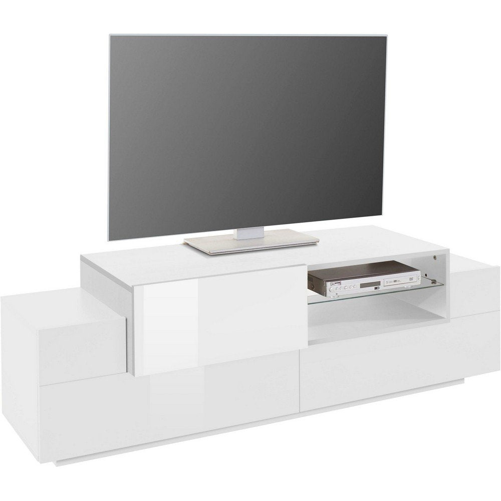 Mobile Porta Tv Moderno 160x40/45x51cm - ZENITH Colore: bianco laccato