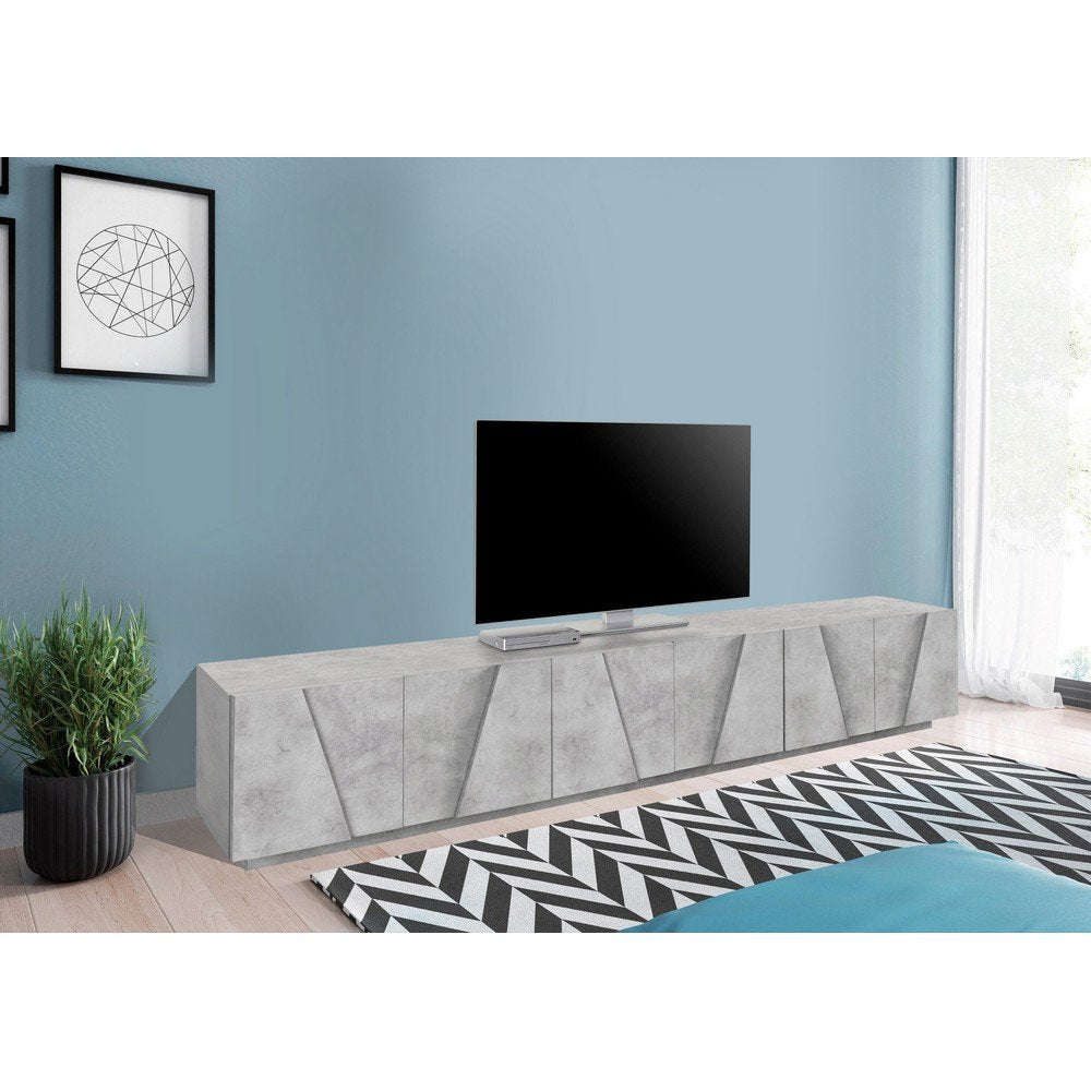 Mobile Porta Tv 6 ante Moderno 243,6x44,2x46cm - PULSE Colore: Cemento