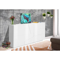 Madia 2 ante 3 cassetti per Soggiorno Moderna 142,9x44,2x86cm - PULSE Colore: bianco laccato lucido