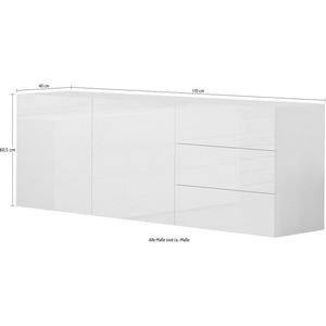 Madia 2 ante 3 cassetti per Soggiorno Moderna 170x40x35,2cm - NEXUS