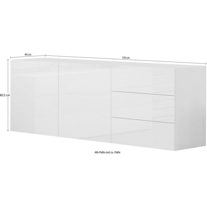 Madia 2 ante 3 cassetti per Soggiorno Moderna 170x40x35,2cm - NEXUS